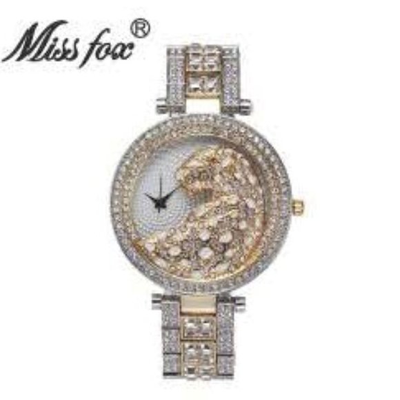 Silver & Gold Crystal Diamond Leopard BLING Watch - White Spots! - Picture 2 of 10